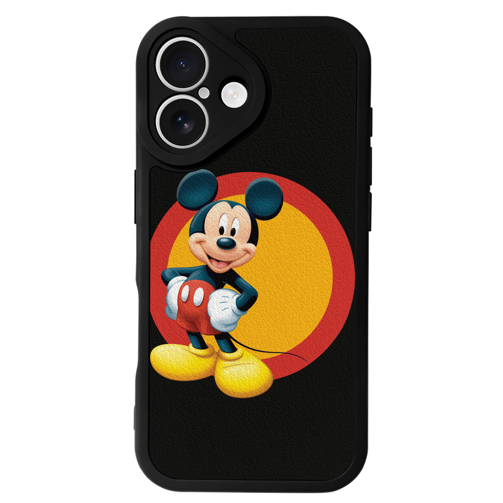 （画像用） ミッキーマウス Mickey Mouse 【iPhone 16シリーズ対応】シリコンスマホケース（レザー調） 材質：シリコン